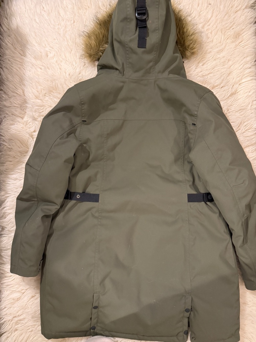 L.L.Bean Olive Green Winter Down Parka with Orange Lining - Picture 4 of 6